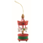 Decorazione a carillon in legno da appendere all’albero di Natale color rosso sesta vista