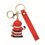 Portachiavi in plastica con figura di Babbo Natale e anello per appenderlo color rosso seconda vista