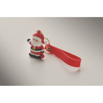 Portachiavi in plastica con figura di Babbo Natale e anello per appenderlo color rosso terza vista fotografica