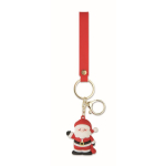 Portachiavi in plastica con figura di Babbo Natale e anello per appenderlo color rosso quarta vista