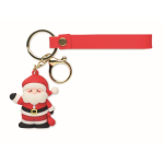 Portachiavi in plastica con figura di Babbo Natale e anello per appenderlo color rosso sesta vista