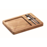 Set schiaccianoci e piatto in legno di acacia per regalo aziendale color legno