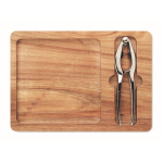 Set schiaccianoci e piatto in legno di acacia per regalo aziendale color legno quinta vista