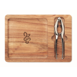 Set schiaccianoci e piatto in legno di acacia per regalo aziendale color legno quinta vista principale