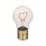Lampadina LED decorativa con filamento a forma di cuore e batterie color fucsia fluorescente