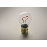 Lampadina LED decorativa con filamento a forma di cuore e batterie color fucsia fluorescente quarta vista fotografica