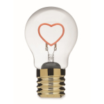 Lampadina LED decorativa con filamento a forma di cuore e batterie color fucsia fluorescente sesta vista