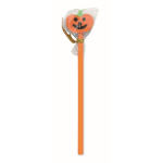 Matita in legno di pioppo con gomma a forma di zucca color arancione seconda vista