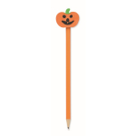 Matita in legno di pioppo con gomma a forma di zucca color arancione quarta vista
