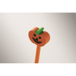 Matita in legno di pioppo con gomma a forma di zucca color arancione quinta vista fotografica