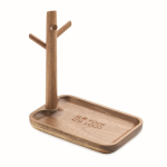 Vassoio in legno di acacia da appoggio per portare con sé e per piccoli oggetti di uso quotidiano color legno vista area di stampa