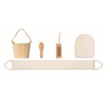 Set da bagno in secchiello di legno con accessori per la cura del corpo color legno nona vista