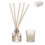 Set profumo alla vaniglia con diffusore di fragranza e candela in cera vegetale color trasparente