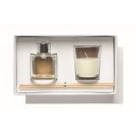 Set profumo alla vaniglia con diffusore di fragranza e candela in cera vegetale color trasparente seconda vista