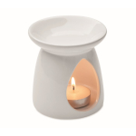 Set per bruciatore di aromi in ceramica con tealight e olio alla vaniglia color bianco seconda vista