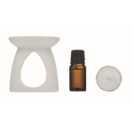 Set per bruciatore di aromi in ceramica con tealight e olio alla vaniglia color bianco terza vista