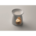 Set per bruciatore di aromi in ceramica con tealight e olio alla vaniglia color bianco quarta vista fotografica