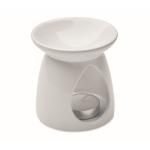 Set per bruciatore di aromi in ceramica con tealight e olio alla vaniglia color bianco