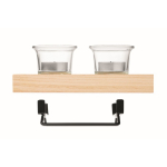 Portacandele decorativo con supporto in legno e ferro per 2 candele color legno quinta vista