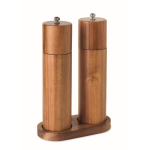 Set in legno di acacia di macinapepe e macinasale con base color legno