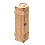 Cassetta in legno rinforzata con manico in corda per bottiglia di vino color legno