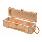 Cassetta in legno rinforzata con manico in corda per bottiglia di vino color legno seconda vista