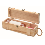 Cassetta in legno rinforzata con manico in corda per bottiglia di vino color legno terza vista