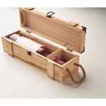 Cassetta in legno rinforzata con manico in corda per bottiglia di vino color legno sesta vista fotografica