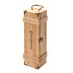 Cassetta in legno rinforzata con manico in corda per bottiglia di vino color legno vista principale