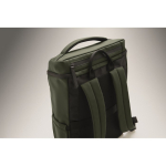 Zaino per laptop in PU con fodera RPET con scomparto da 15'' color verde scuro settima vista fotografica