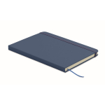 Taccuino A5 con copertina rigida in pelle sintetica riciclata, pagine a righe color blu