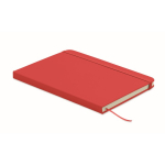 Taccuino A5 con copertina rigida in pelle sintetica riciclata, pagine a righe color rosso