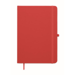 Taccuino A5 con copertina rigida in pelle sintetica riciclata, pagine a righe color rosso seconda vista