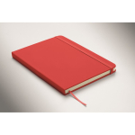 Taccuino A5 con copertina rigida in pelle sintetica riciclata, pagine a righe color rosso terza vista fotografica