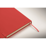 Taccuino A5 con copertina rigida in pelle sintetica riciclata, pagine a righe color rosso quarta vista fotografica