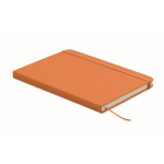 Taccuino A5 con copertina rigida in pelle sintetica riciclata, pagine a righe color arancione