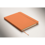 Taccuino A5 con copertina rigida in pelle sintetica riciclata, pagine a righe color arancione terza vista fotografica