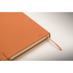 Taccuino A5 con copertina rigida in pelle sintetica riciclata, pagine a righe color arancione quarta vista fotografica