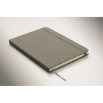 Taccuino A5 con copertina rigida in pelle sintetica riciclata, pagine a righe color grigio scuro terza vista fotografica
