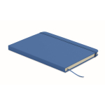 Taccuino A5 con copertina rigida in pelle sintetica riciclata, pagine a righe color blu reale