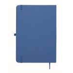 Taccuino A5 con copertina rigida in pelle sintetica riciclata, pagine a righe color blu reale quinta vista