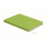Taccuino A5 con copertina rigida in pelle sintetica riciclata, pagine a righe color lime