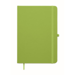 Taccuino A5 con copertina rigida in pelle sintetica riciclata, pagine a righe color lime seconda vista