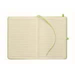 Taccuino A5 con copertina rigida in pelle sintetica riciclata, pagine a righe color lime sesta vista