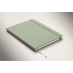 Taccuino A5 con copertina rigida in pelle sintetica riciclata, pagine a righe color verde menta terza vista fotografica