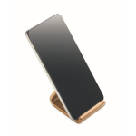 Supporto da tavolo per cellulare in legno di noce e pioppo color legno seconda vista