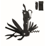 Coltello multiuso in alluminio e acciaio inox. 13 in 1 con custodia color nero