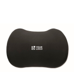 Cuscino ergonomico in schiuma viscoelastica per supporto lombare color nero vista area di stampa