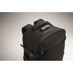 Zaino da viaggio in poliestere RPET con scomparto per laptop 20L color nero quinta vista fotografica