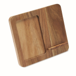 Caricatore wireless in legno con supporto per cellulare e cornice portafoto color legno